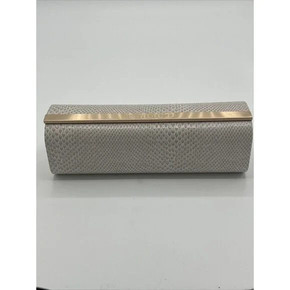 Jimmy Choo Ivory Snakeskin Hardshell Sunglasses Eyeglass Medium Case with Cloth - Picture 5 of 6